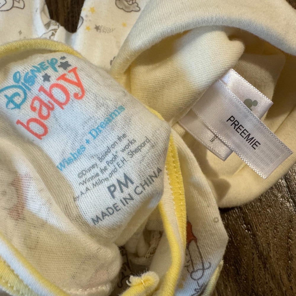 Disney Baby Bundle Preemie Winnie Pooh Outfit Hat Gender Neutral Yellow - Picture 8 of 9